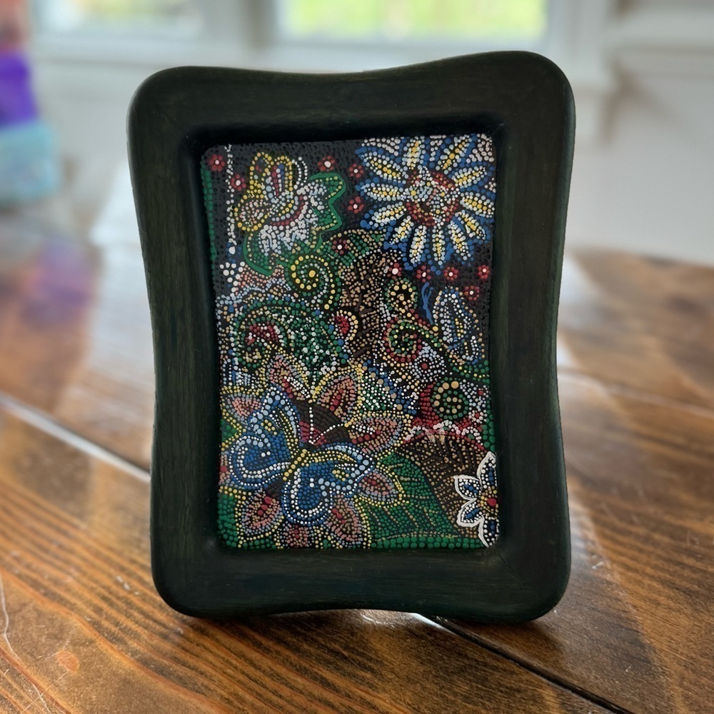 Hand painted butterflies in dot mandala style. Frame size 7”X9”
